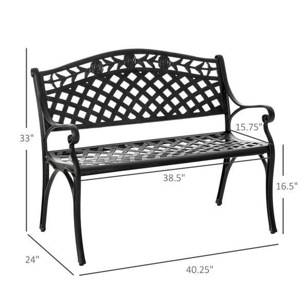 Banc de jardin d'extérieur avec cadre en aluminium et accoudoirs