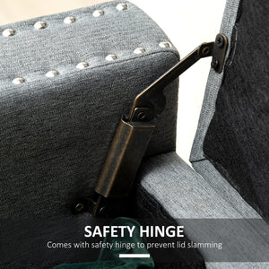 Banc de rangement rabattable rembourré en tissu, gris clair