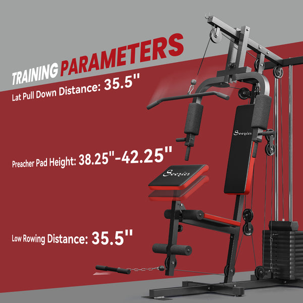 Appareil de musculation multifonction avec une colonne de poids de 65 kg
