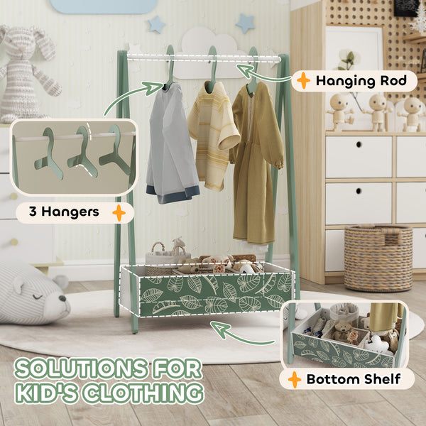 Portant à vêtements avec étagère de rangement et cintres, vert