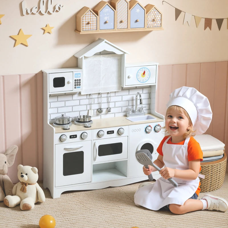Cuisine pour enfants avec bouton sonore et horloge, blanche
