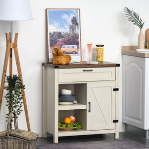 Buffet de rangement style rustique avec portes de grange, blanc