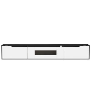 Meuble TV haute brillance avec éclairage LED personnalisable et options de montage polyvalentes, noir et blanc
