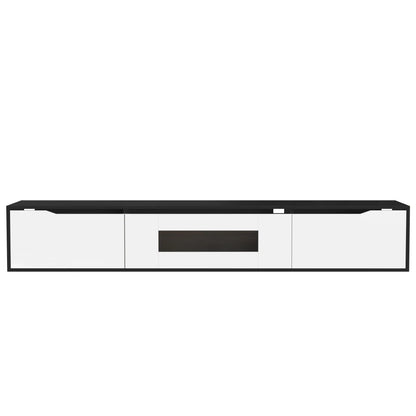 Meuble TV haute brillance avec éclairage LED personnalisable et options de montage polyvalentes, noir et blanc