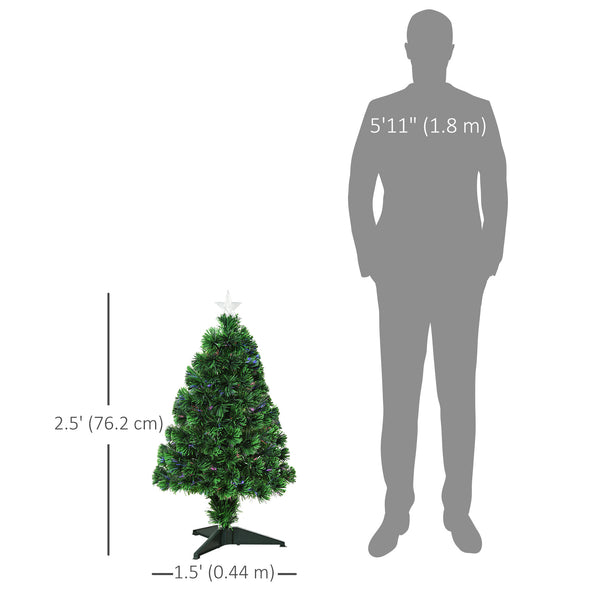 Petit sapin de Noël artificiel pré-éclairé de 2,5 pieds avec fibre optique
