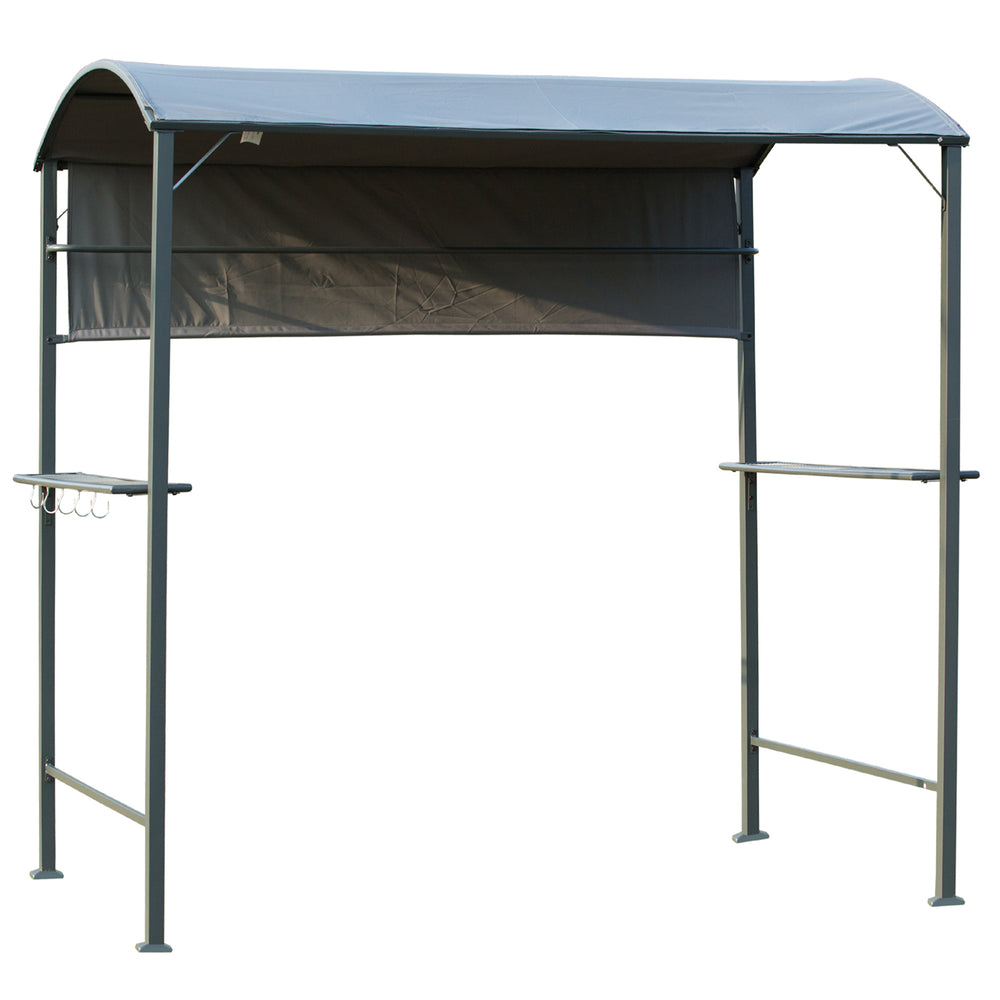 Outsunny BBQ Gazebo 7'x4.5' Outdoor Tent Metal Frame Sunshade Gray |