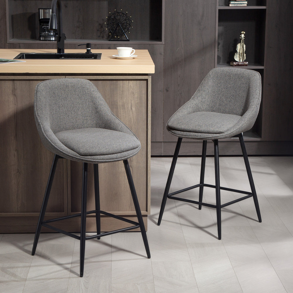 Set of 2 bar stools, dark grey