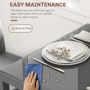 Ensemble de cuisine rectangulaire 3 pièces avec structure en métal et revêtement en similicuir gris