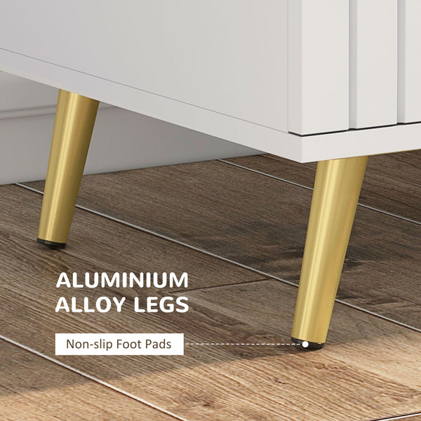 3-drawer chest with aluminium legs and gold handles, white.