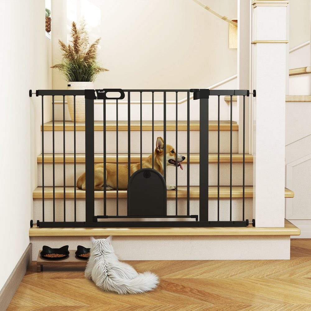 Barrière de sécurité extra large avec petite porte, noire