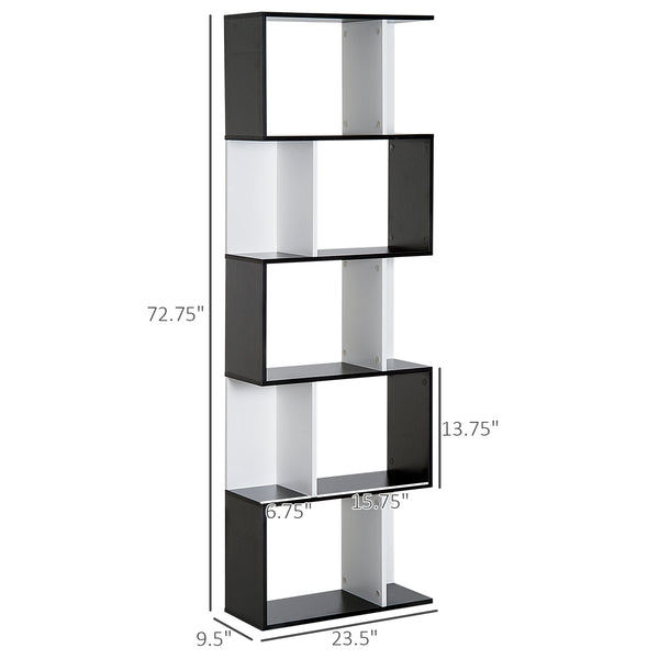 Bibliothèque moderne à 5 niveaux, séparateur de pièce, noir