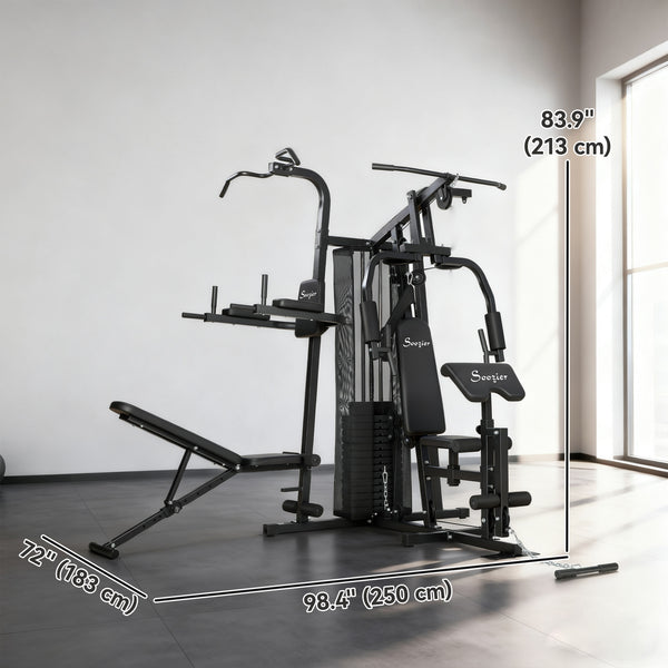 Station de musculation multifonction avec charge ajustable de 152 lb