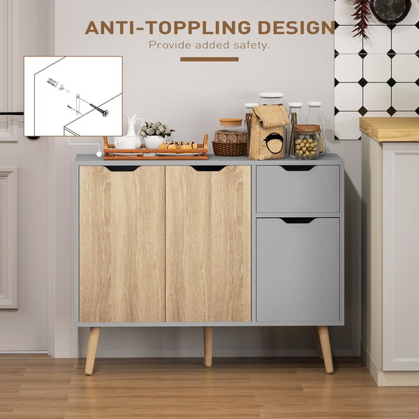 Buffet 35" avec tiroir, gris et bois naturel