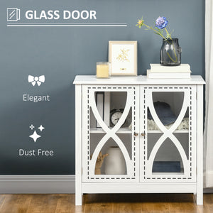 Buffet de cuisine avec porte vitrée, salon, blanc