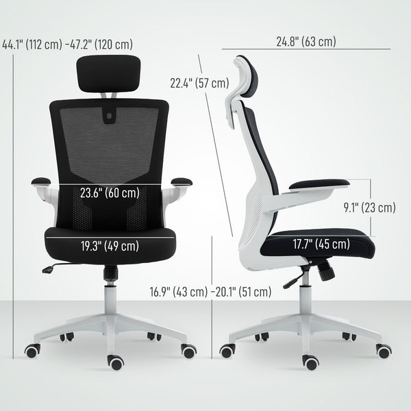 Ergonomic office chair with lumbar support and headrest, black