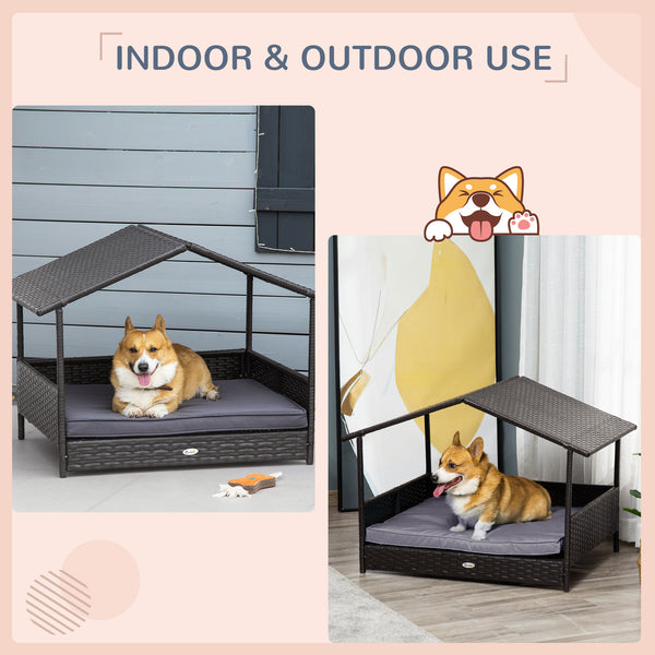 Lit pour chien en osier avec coussin