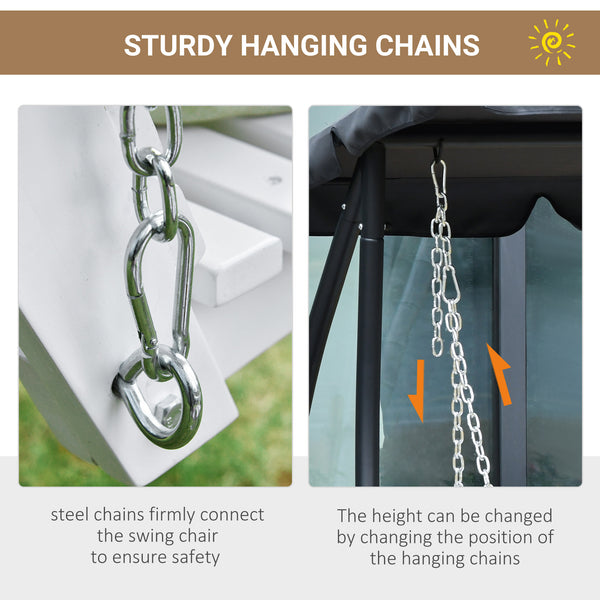 2 to 3 Seater Porch Swing Wood Patio Swing Chair Swing Bench with Foldable Table, Cup Holders, Steel Chains, White