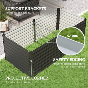 Jardinière surélevée en acier galvanisé, pour la culture de fleurs, d'herbes aromatiques et de légumes, gris foncé
