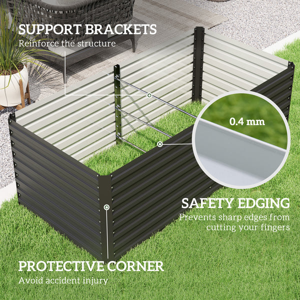 Jardinière surélevée en acier galvanisé, pour la culture de fleurs, d'herbes aromatiques et de légumes, gris foncé