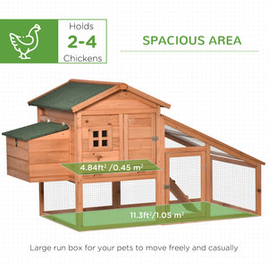 Wooden chicken coop with resting run, removable nesting box and waterproof asphalt roof