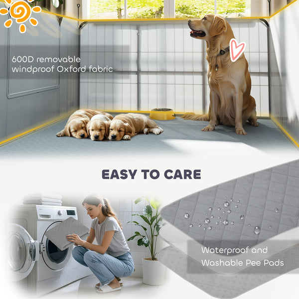 Caisse de mise bas à 7 panneaux avec tapis absorbants lavables