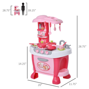 Ensemble de cuisine pour enfants avec son et lumière et 38 accessoires - Rose