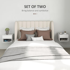 Lot de 2 tables de chevet flottantes, fixation murale avec tiroir, blanc