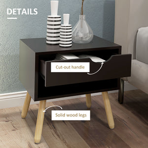 Lot de 2 tables de chevet avec tiroir de rangement et étagère, noir