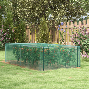Protective plant cage with roll-up zippered door