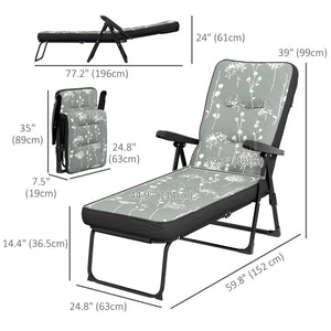 Fauteuil avec coussin rembourré pliant et inclinable, gris