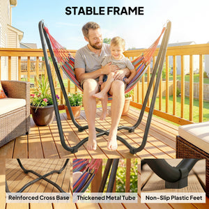 Patio Hammock with Stand, Fabric Outdoor Hammock Bed with Stand for Beach, Yard, Bedroom, Indoor, Outdoor, Muti-Colored