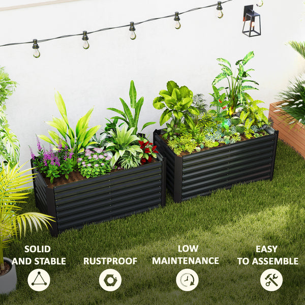 Ensemble de 2 jardinières surélevées en métal galvanisé, gris foncé