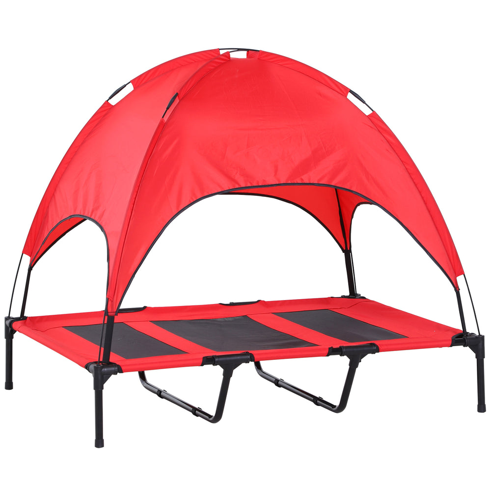 Lit surélevé pour chien avec tente, rouge