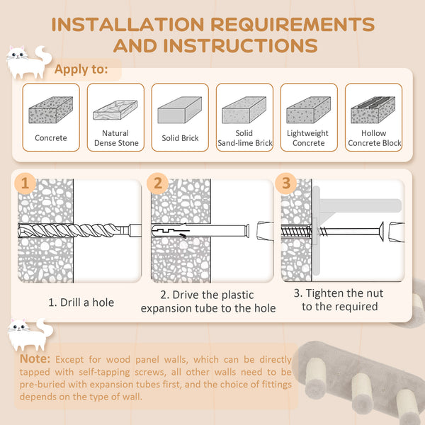 Étagères murales pour chat avec griffoir, perchoirs, marches et échelle, gris clair