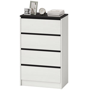 High chest of drawers with 4 drawers - white wood effect.