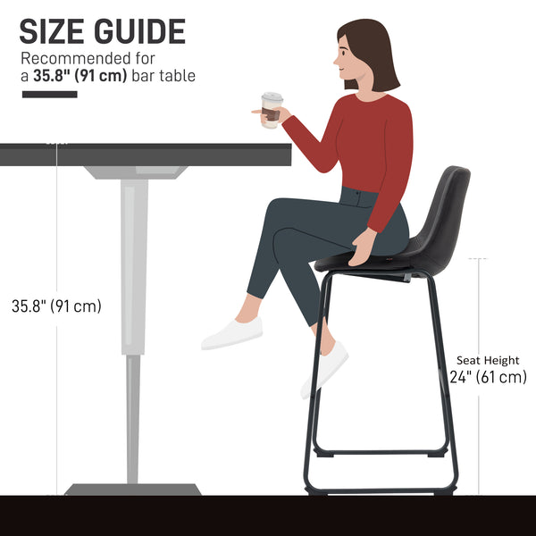 Ensemble de 2 tabourets de bar style vintage en similicuir, avec repose-pieds, marron foncé.