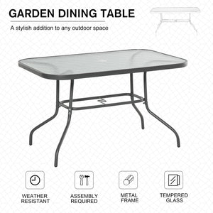 Table de jardin en métal avec trou pour parasol