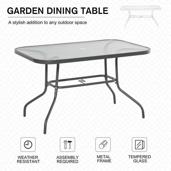 Table de jardin en métal avec trou pour parasol