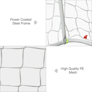 But de soccer m avec cadre en métal, filet en PE, blanc