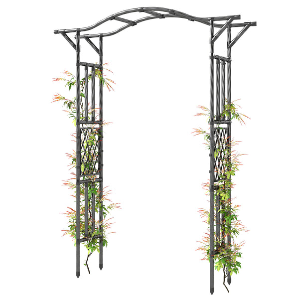 Arche de jardin Outsunny avec treillis et toit allongé, noire