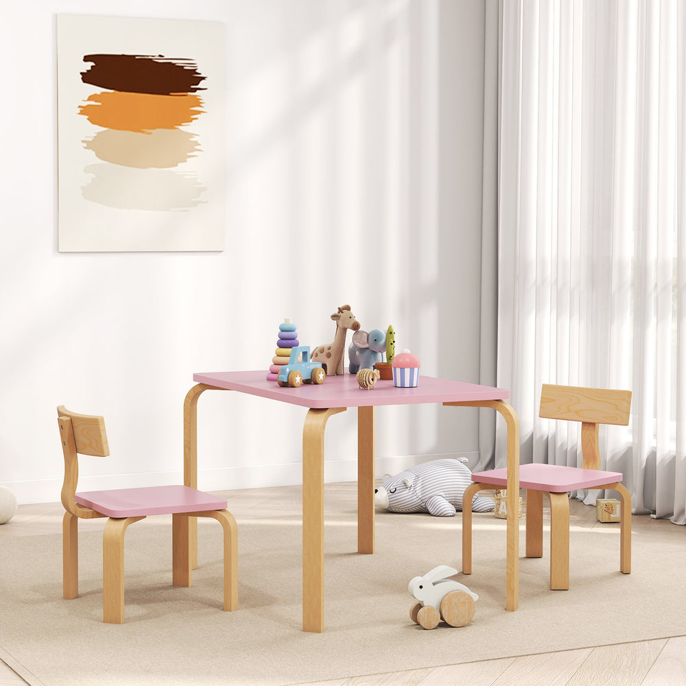 Ensemble table et 2 chaises, rose