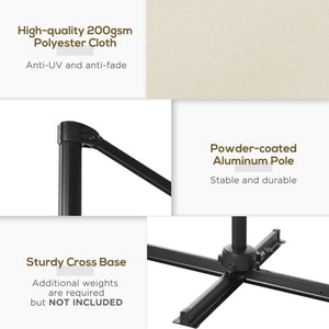 Parasol déporté carré 8 pieds avec rotation à 360°, blanc crème