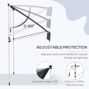 6.6'x5' Manual Retractable Patio Awning Sun Shelter Window Door Deck Canopy, Water Resistant UV Protector, Black