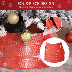 Collier de sapin en métal de 66 cm avec gravure de flocon de neige rouge
