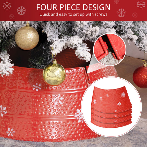 Collier de sapin en métal de 66 cm avec gravure de flocon de neige rouge