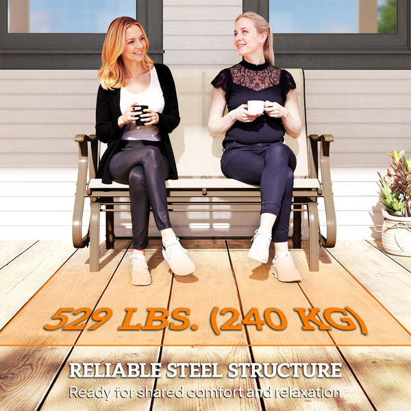Two-seater outdoor rocking chair with mesh seat and backrest