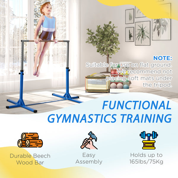 Barre de gymnastique professionnelle pour enfants, bleu