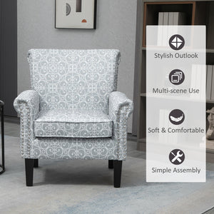 Fauteuil d'appoint rembourré avec tissu doux en lin, gris