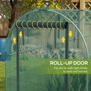 Plant protection tent with zippered door, green