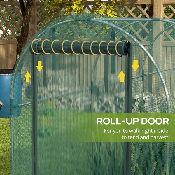 Plant protection tent with zippered door, green